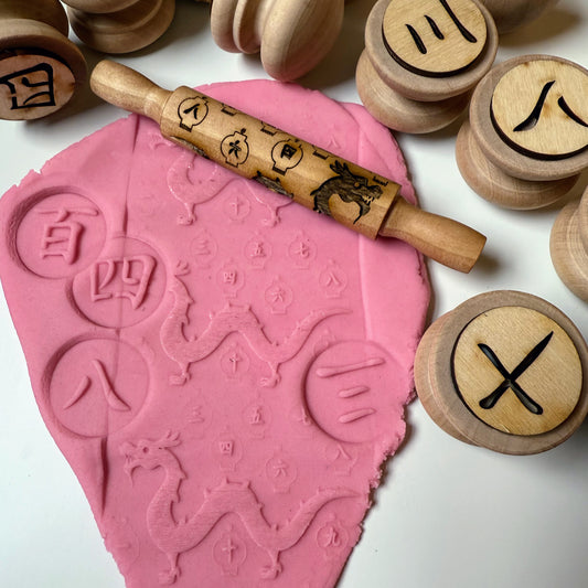 Chinese Number Stamps and Dragon Counting Roller