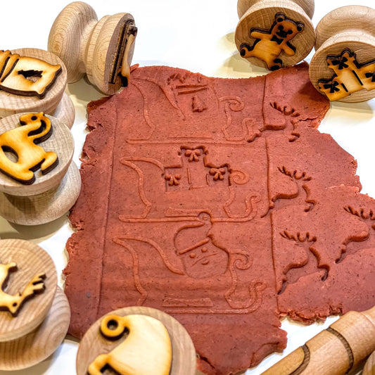 Wooden North Pole Stampers || Set of 9 playdough stamps