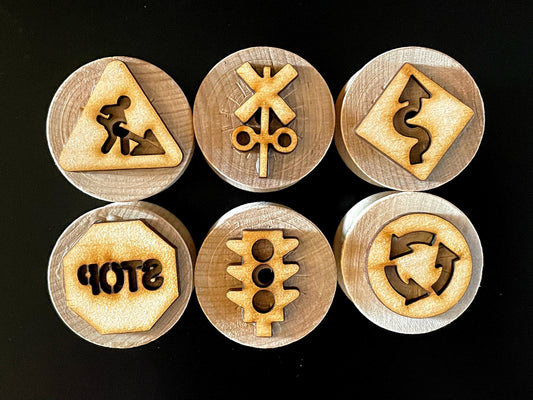 Wooden Traffic Signs and Signals Stampers