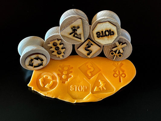 Wooden Traffic Signs and Signals Stampers