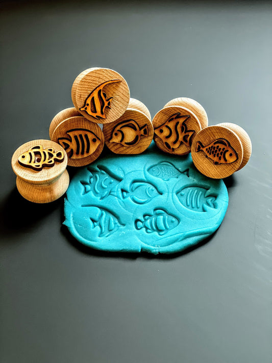 Wooden Tropical Fish Stamper Set
