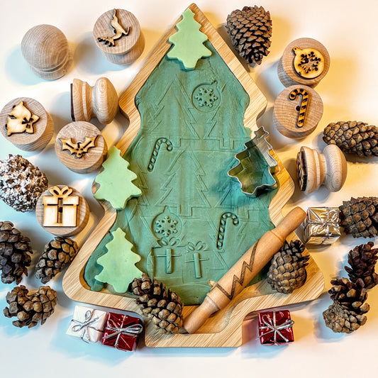 Wooden Christmas Stampers || Set of 9 playdough stamps