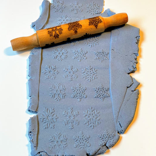 Wooden Snowflake Roller || 5" Laser Engraved Texture Roller