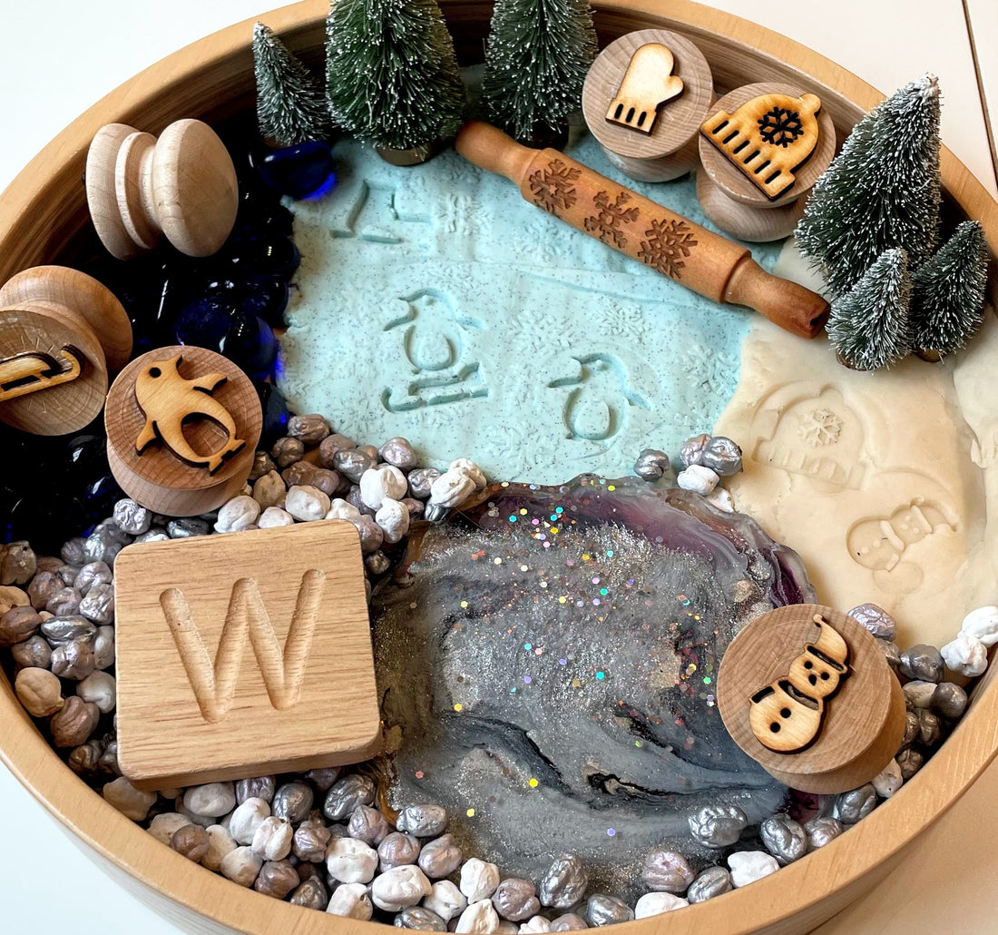 Sensory play tray for winter