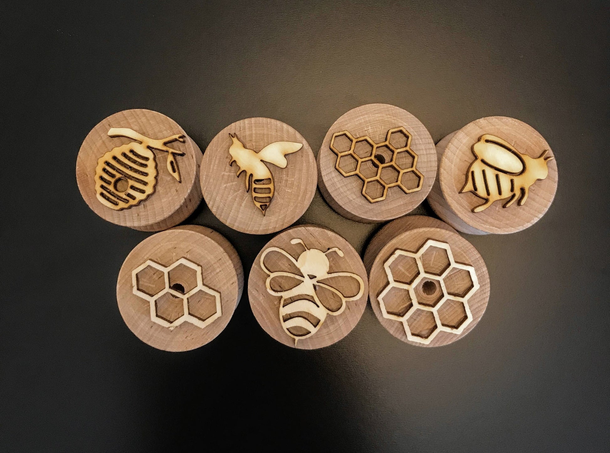 Wooden Play Dough Stamps (Bee + Honeycomb) - Woodlark Shop