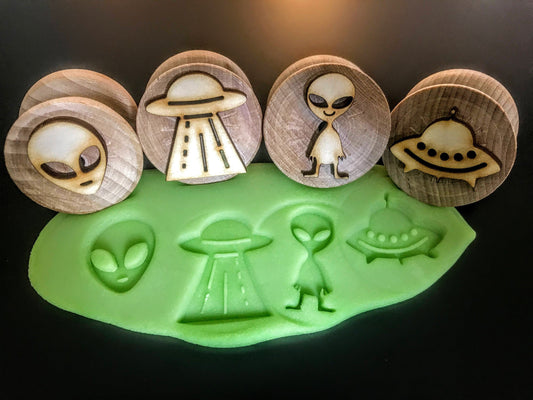 Wooden Alien Stampers