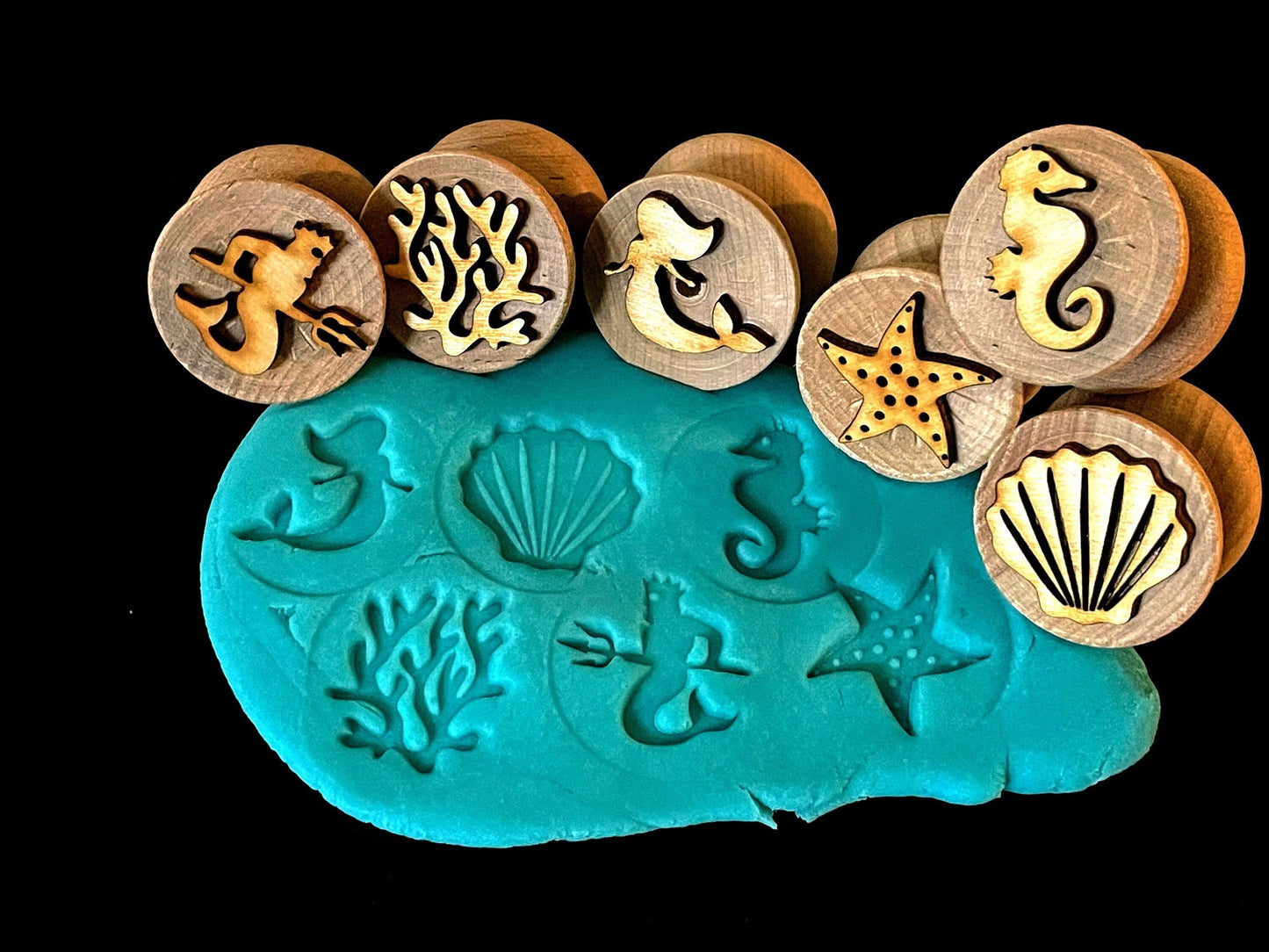 Wooden Mermaid Stamper Set