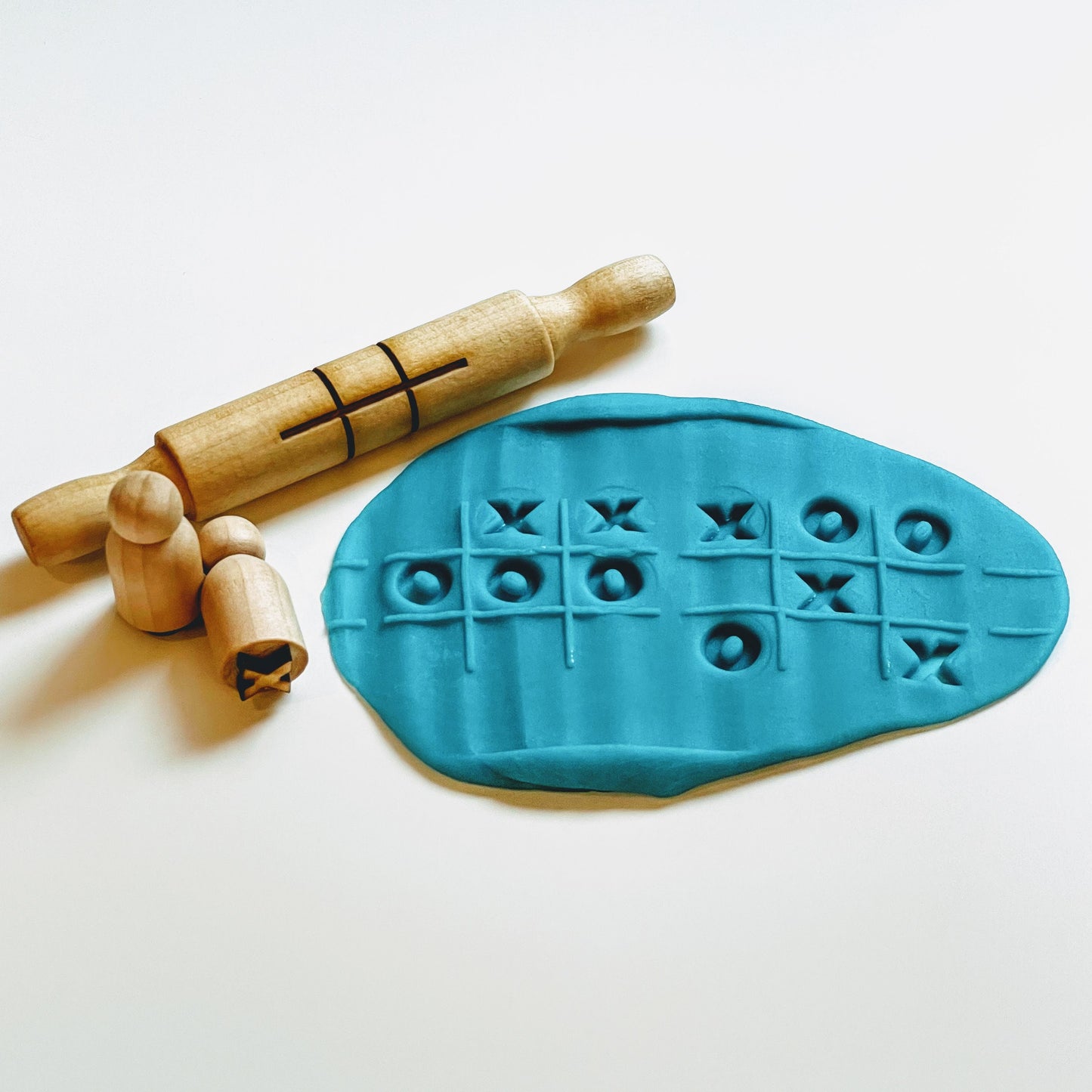 Tic-Tac-Toe Texture Roller With Peg Doll Stamps