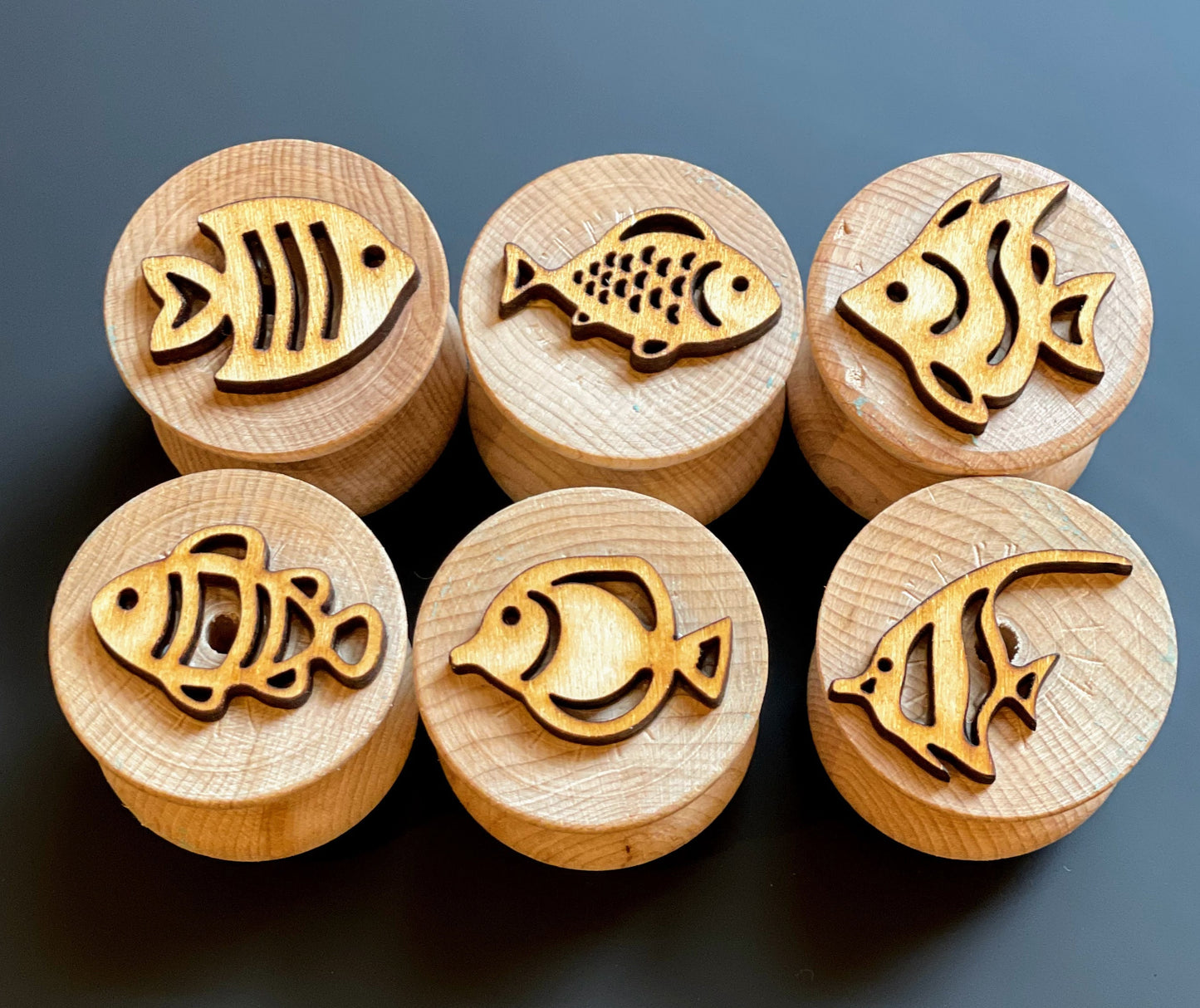 Wooden Tropical Fish Stamper Set