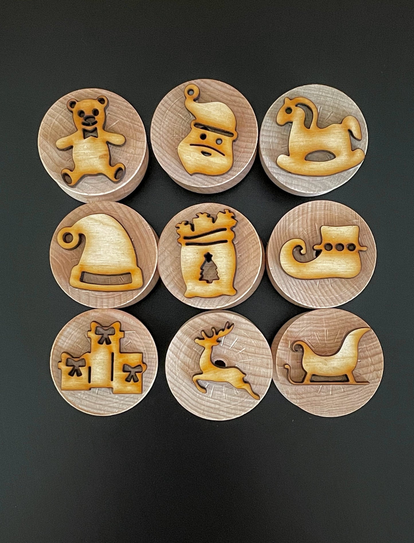Wooden North Pole Stampers || Set of 9 playdough stamps