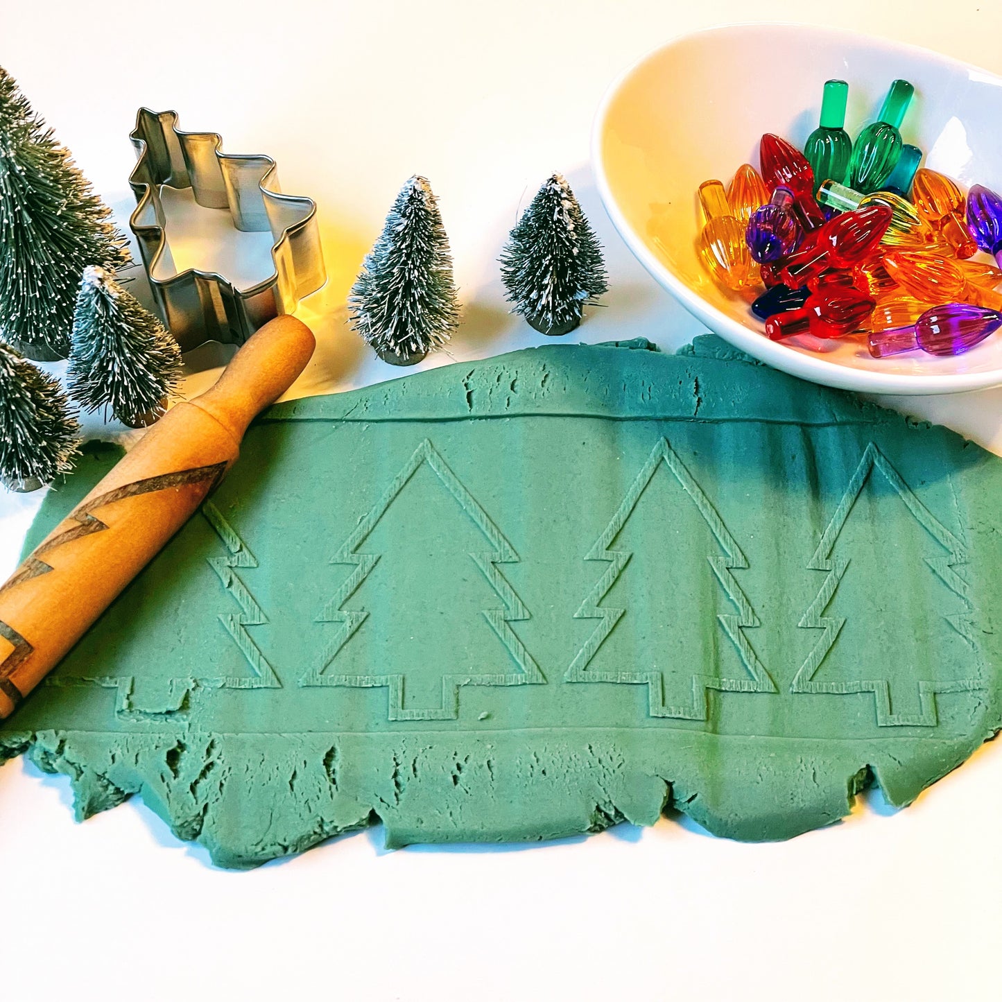 Wooden Christmas Tree Stampers || Set of 4 Playdough Stamps